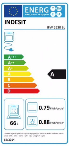 Indesit IFW 6530 BL - Forno elettrico da Incasso, 66 Litri, A