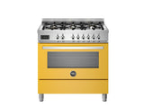 Ⓜ️🔵🔵🔵 BERTAZZONI PRO96L1EGIT - Piano cottura a gas, 6 fuochi, Serie Professional, Giallo, Forno elettrico, 90 cm