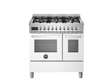 Ⓜ️🔵🔵🔵 BERTAZZONI PRO96L2EBIT - Piano cottura a gas, 6 fuochi, Serie Professional, Bianco, Doppio Forno elettrico, 90 cm