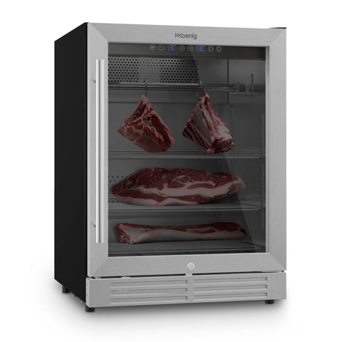 Ⓜ️🔵🔵🔵 H.Koenig BLK660 - Frollatore per carne in ACCIAIO INOX con vetro anti-UV, MEAT DRY AGER, cantina per maturazione carne da 125 litri, camera di stagionatura per carne, GANCI INCLUSI