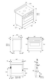 Ⓜ️🔵🔵🔵 LA GERMANIA AMN965EXT/21 - Cucina 5 fuochi gas, forno elettrico, 90x60 cm, ACCIAIO INOX, serie Americana, Classe A